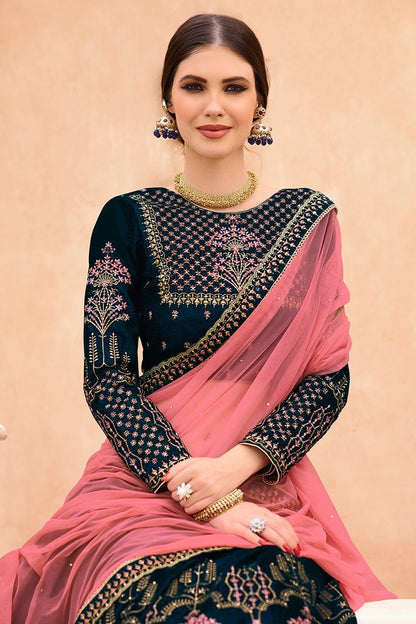 Peacock Blue Party Wear Lehenga Choli