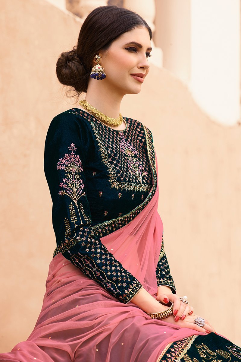 Peacock Blue Party Wear Lehenga Choli
