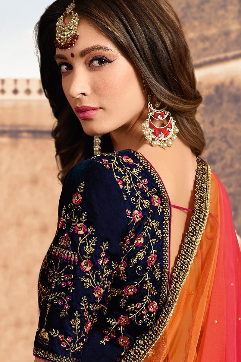 Berry Blue Party Wear Lehenga Choli