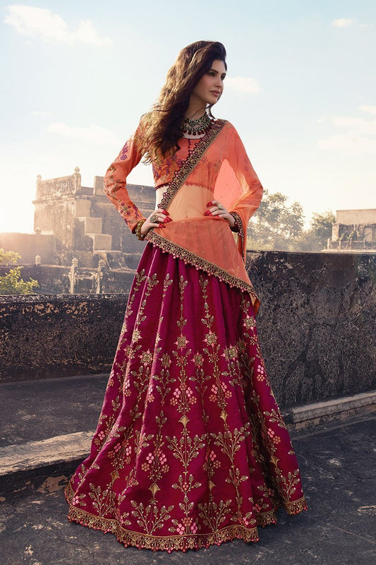 Coral and Magenta Party Wear Lehenga Choli