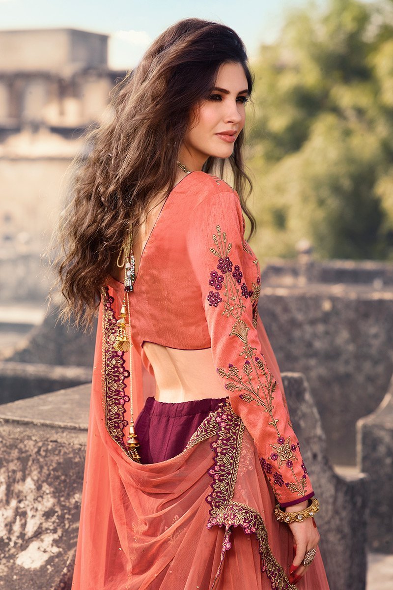 Coral and Magenta Party Wear Lehenga Choli