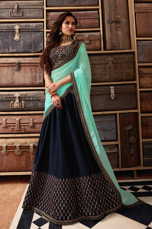 Midnight Blue and Arctic Blue Party Wear Lehenga Choli