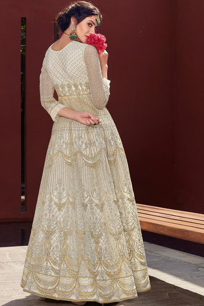 White Embroidered Designer Anarkali Suit
