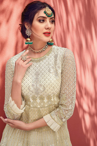 White Embroidered Designer Anarkali Suit