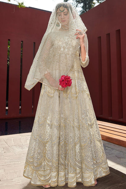 White Embroidered Designer Anarkali Suit