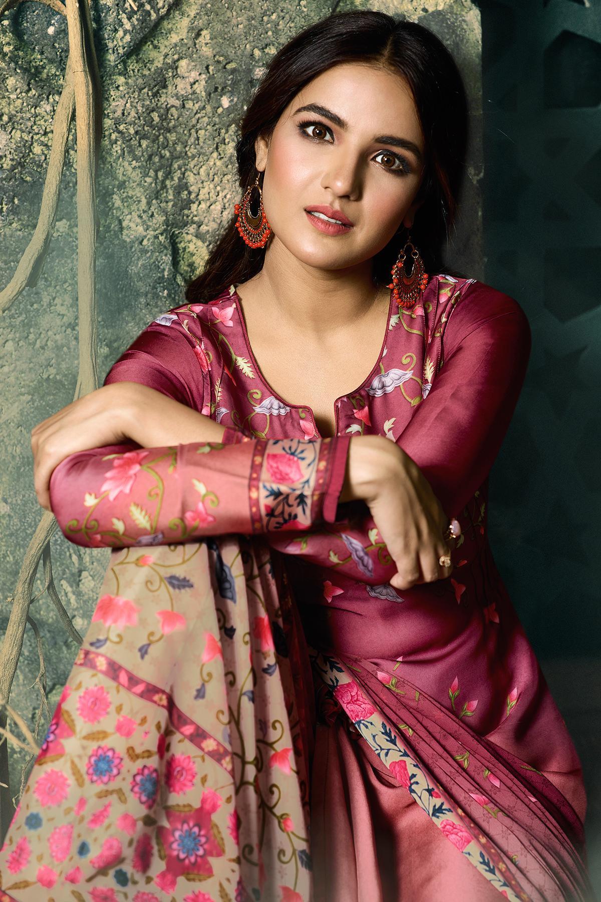 Wine and Beige Georgette Sharara Suit