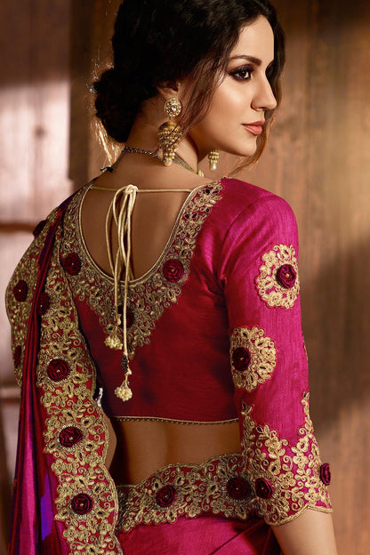 Wine Designer Party Wear Silk Sari