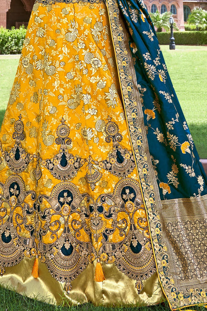 Yellow And Pink Wedding Lehenga Choli Set