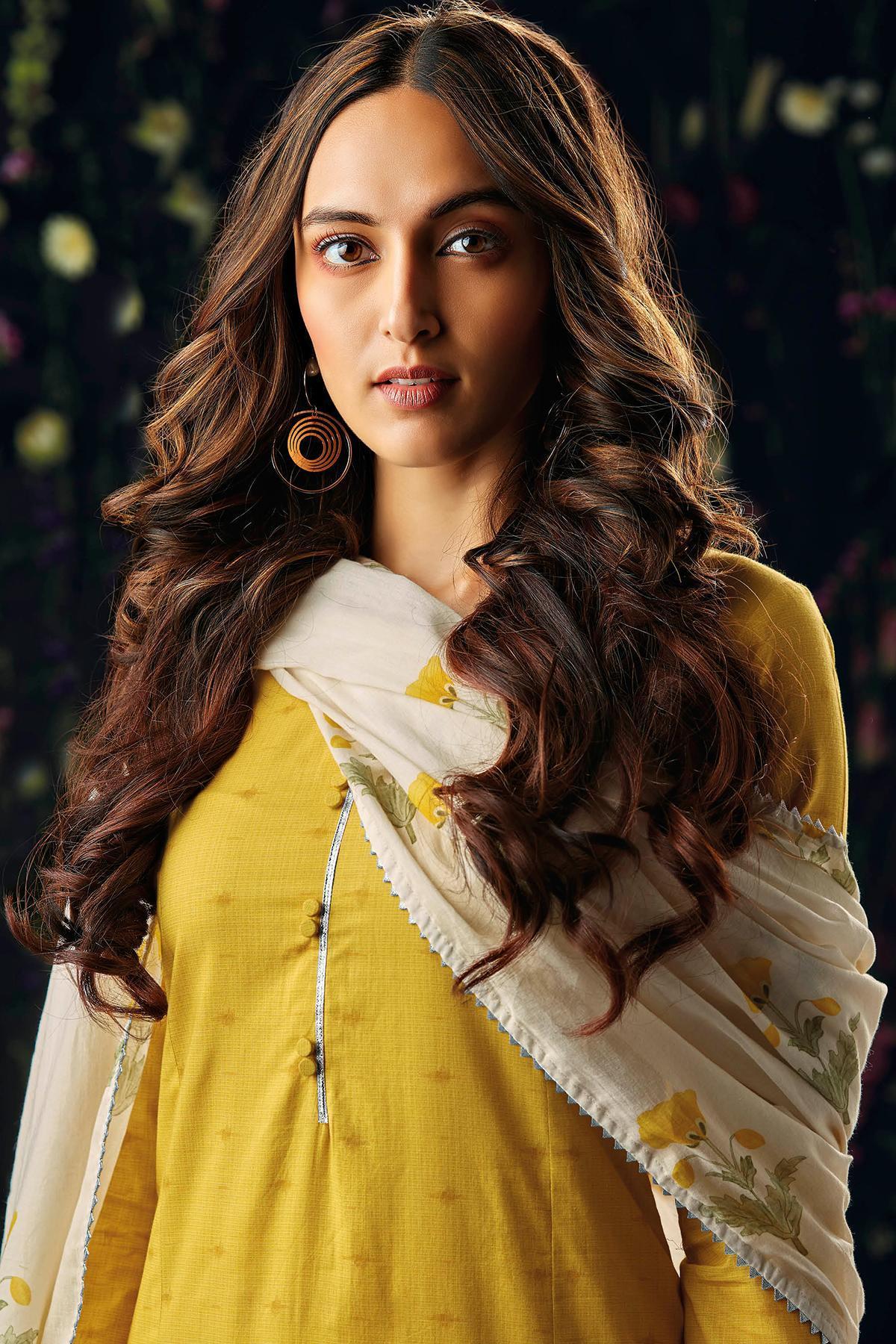 Yellow Printed Cotton Palazzo Suit