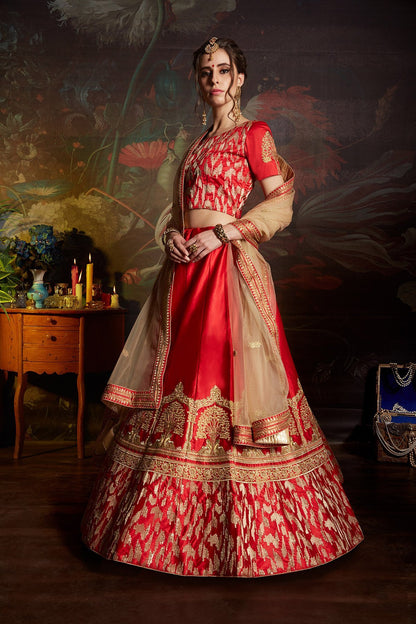 Red Designer wear Bridal Lehenga set