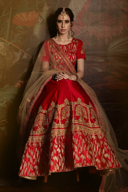 Red Designer wear Bridal Lehenga set