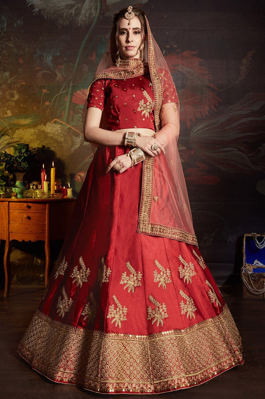 Designer wear Bridal Lehenga set in Red