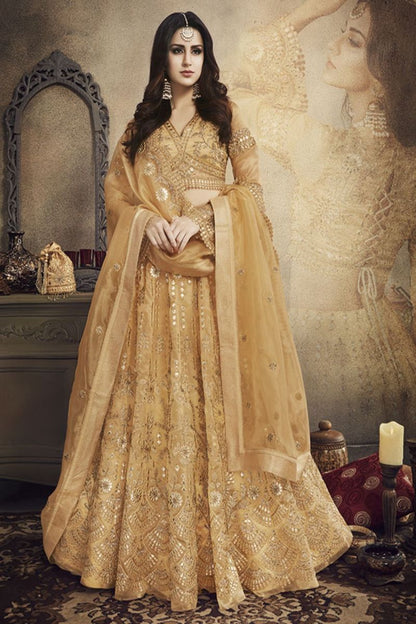 Beige Colored Party Wear Lehenga Set