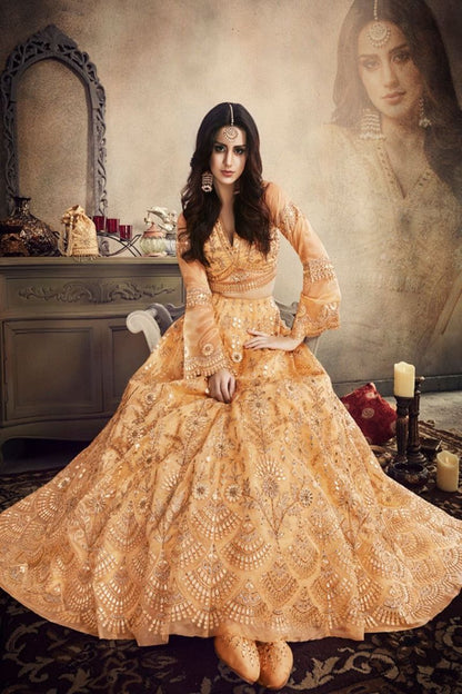 Beige Colored Party Wear Lehenga Set