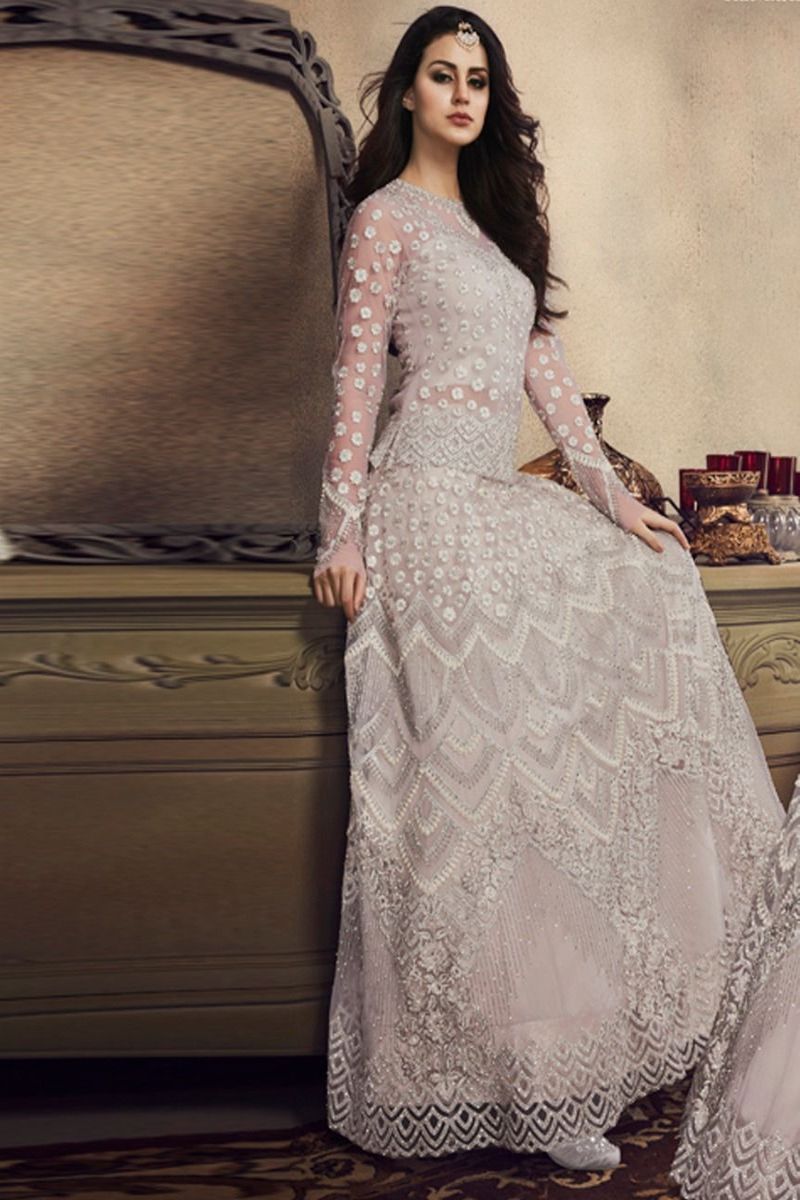 Graceful and glamorous off white net Lehenga Set