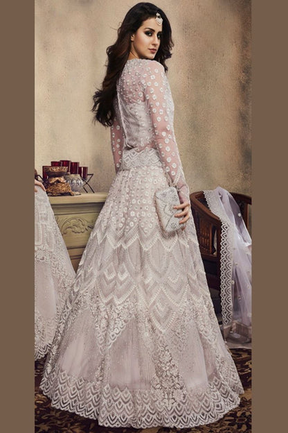 Graceful and glamorous off white net Lehenga Set