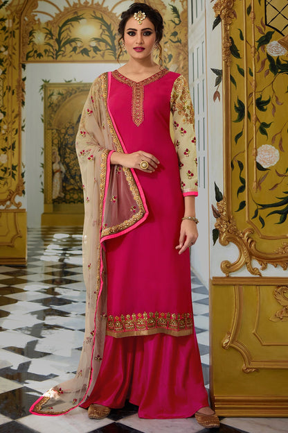 Pink Georgette Party Wear Palazzo Suit