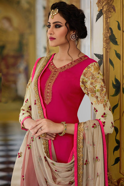 Pink Georgette Party Wear Palazzo Suit
