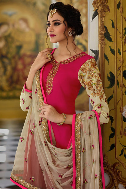 Pink Georgette Party Wear Palazzo Suit