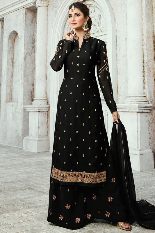 Fabulous Deep Black party wear Palazzo suit