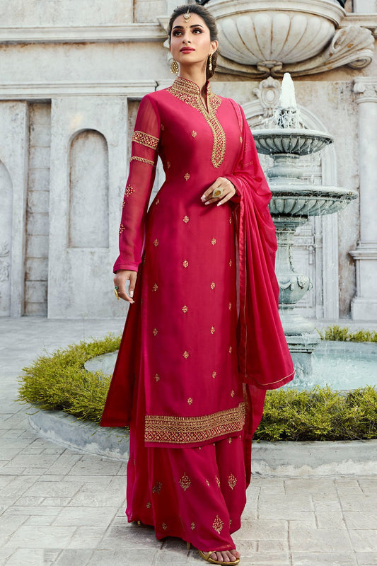 Fabulous Maroon party wear Palazzo suit