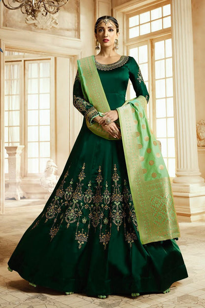 Dark and Mint Green Georgette Party wear Anarkali Suit