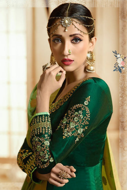 Dark and Mint Green Georgette Party wear Anarkali Suit